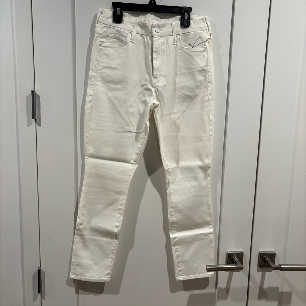 NWT White “Mother” High-Waisted Crop Jeans- Glass Slipper